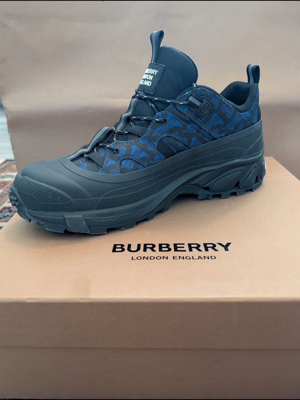 Burberry Men's Black & Navy Patterned Low-Top Sneaker